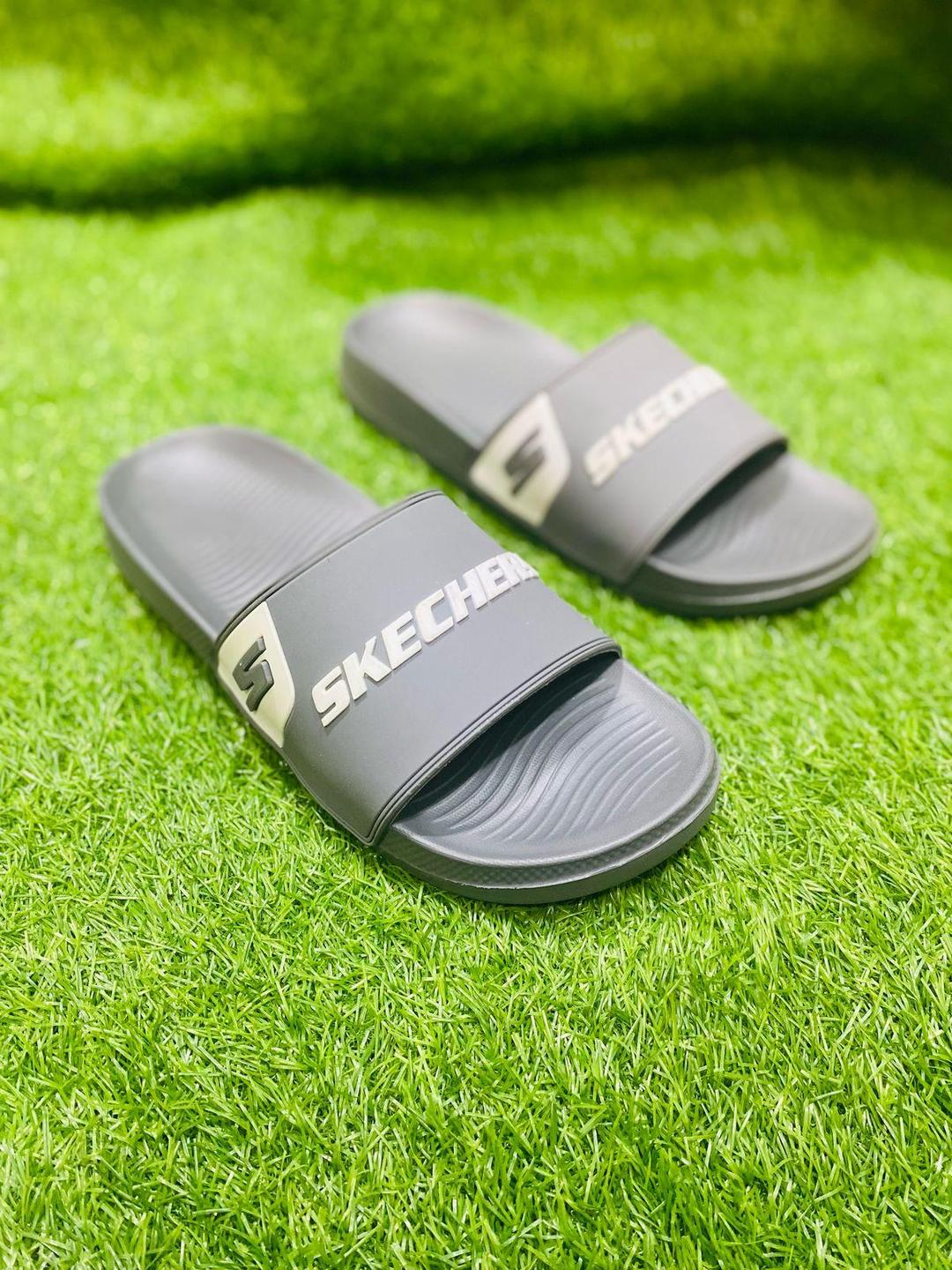 Men's Casual Slide Slippers PU Leather Grey Sizes 7-10