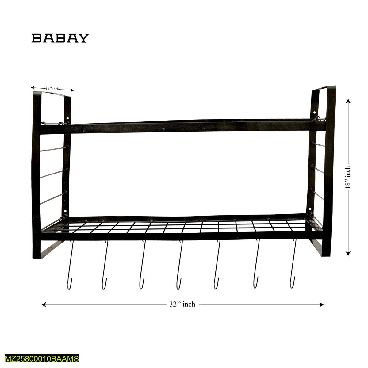 Wall-Mounted Kitchen Organizer Black Metal Two-Tier