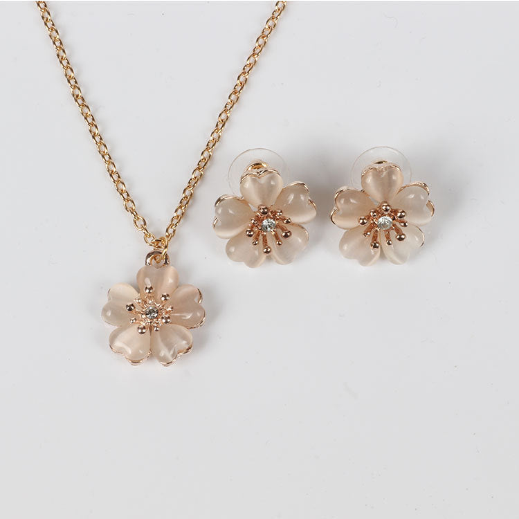 Opal Cherry Blossom Jewelry Set for Pakistani Brides