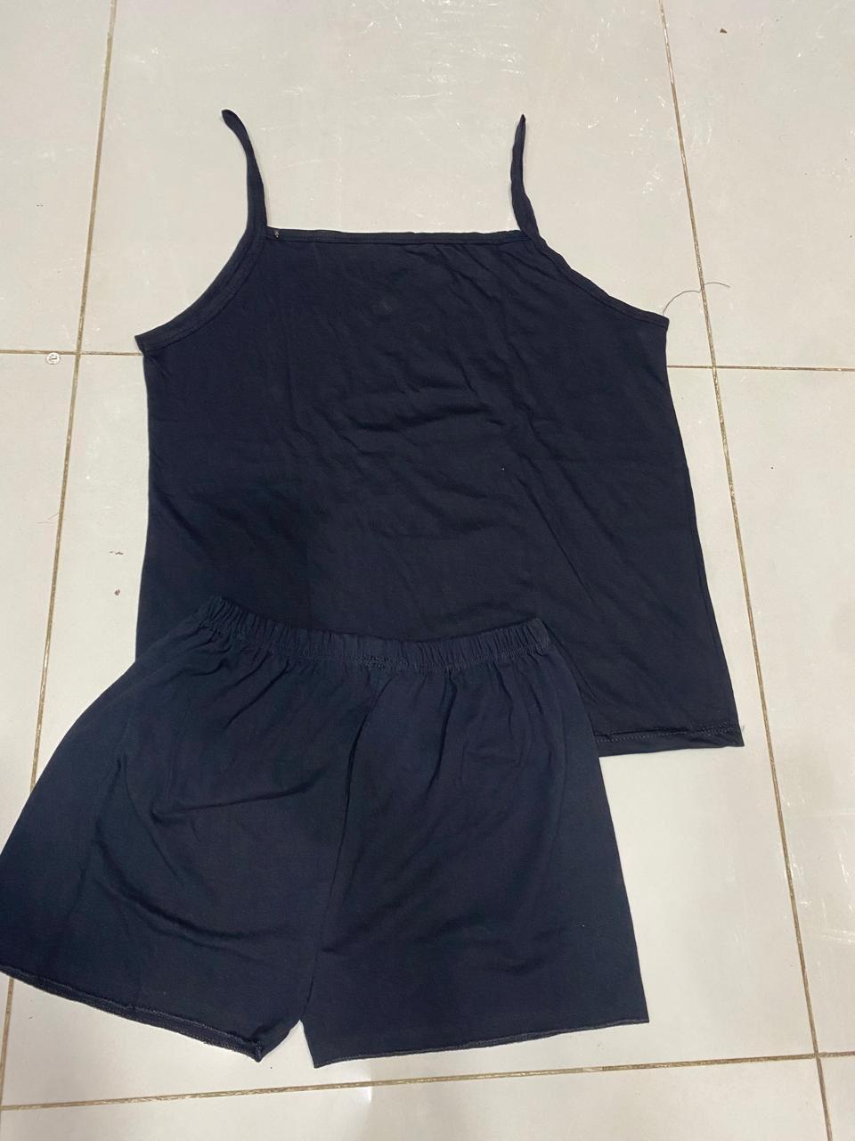 Black Cotton Cami Set with Shorts for Women