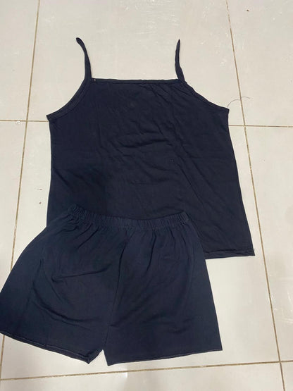 Black Cotton Cami Set with Shorts for Women