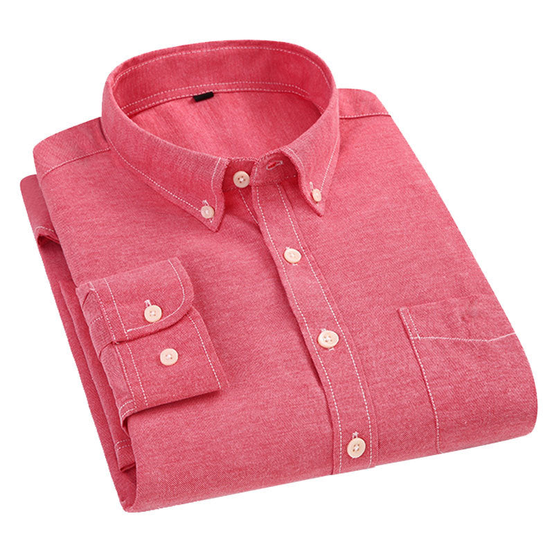 Men's Blue Oxford Long Sleeve Shirt Casual Business