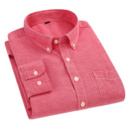 Men's Blue Oxford Long Sleeve Shirt Casual Business