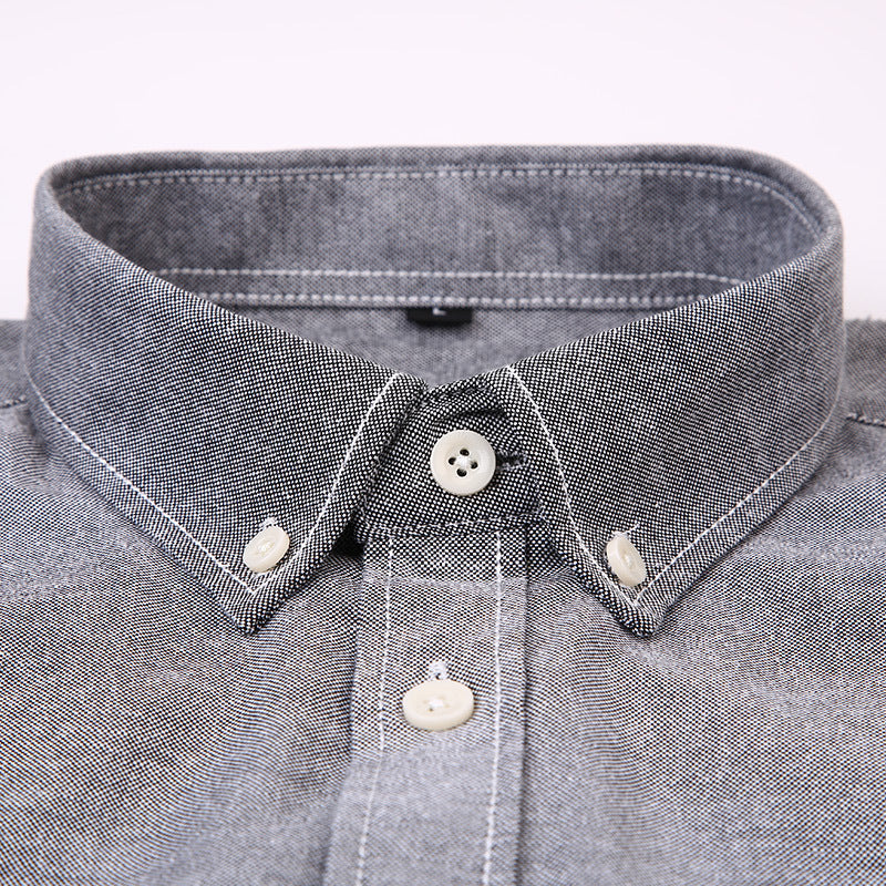 Men's Blue Oxford Long Sleeve Shirt Casual Business