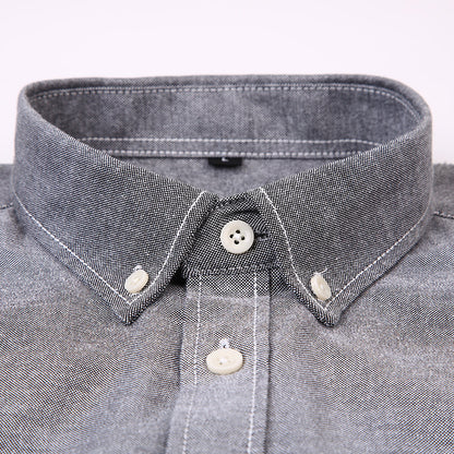 Men's Blue Oxford Long Sleeve Shirt Casual Business