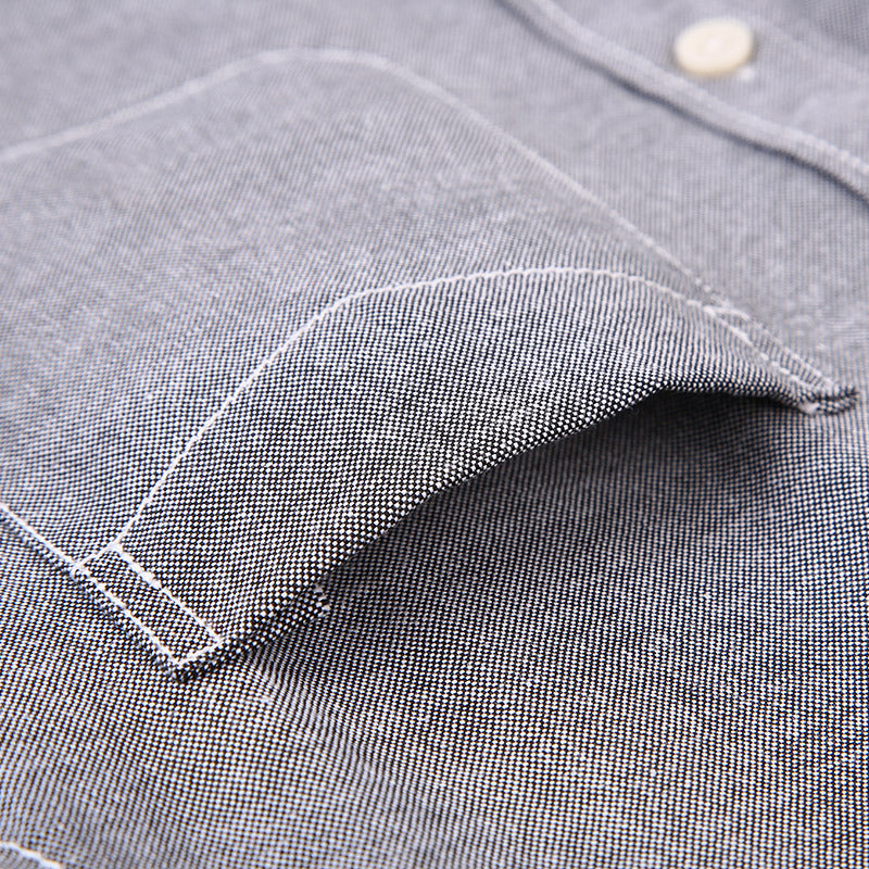 Men's Blue Oxford Long Sleeve Shirt Casual Business