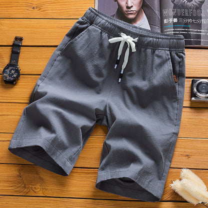 Men Casual Linen Shorts Olive Green New