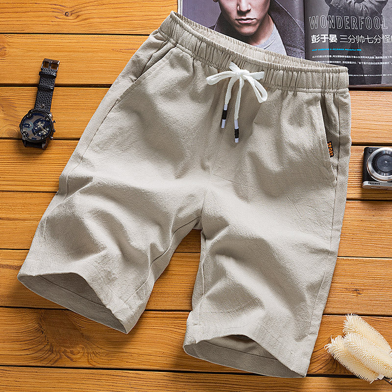Men Casual Linen Shorts Olive Green New