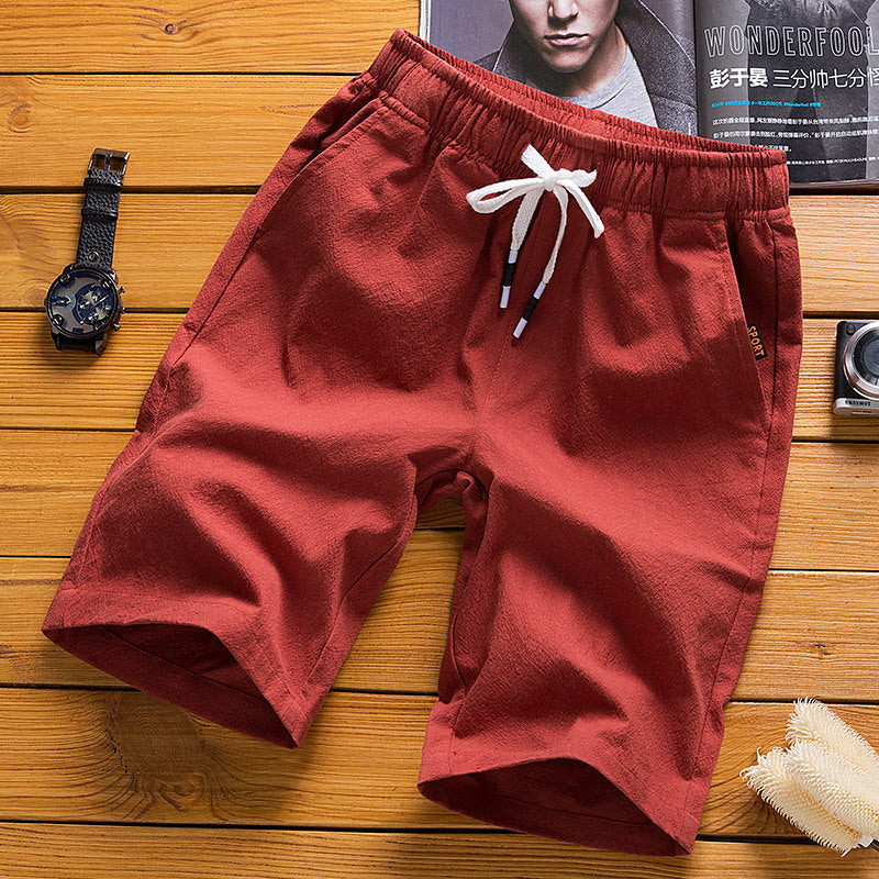 Men Casual Linen Shorts Olive Green New