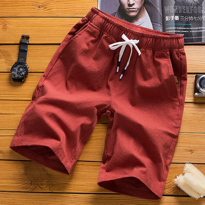 Men Casual Linen Shorts Olive Green New