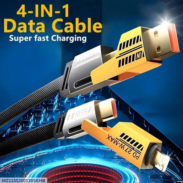 4-in-1 Fast Charging Cable 65W PD Compatible