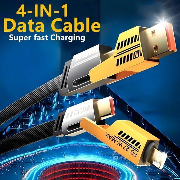 4-in-1 Fast Charging Cable 65W PD Compatible