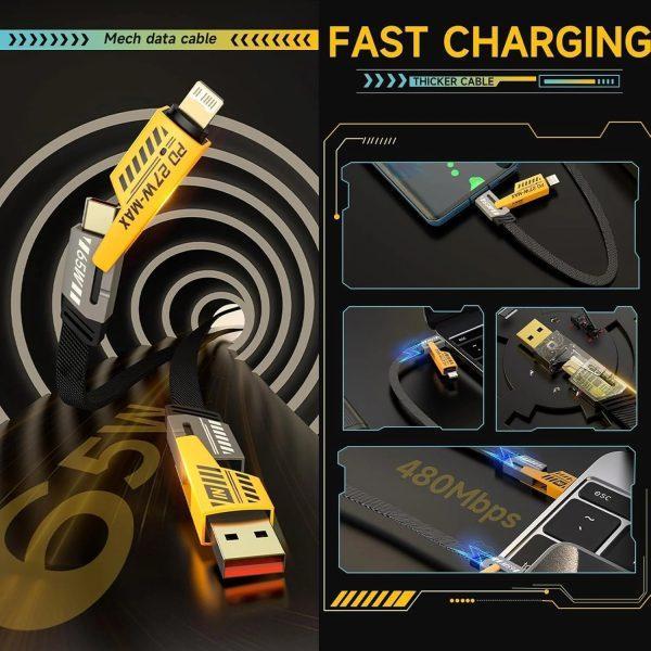 4-in-1 Fast Charging Cable 65W PD Compatible