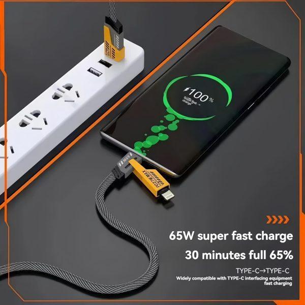 4-in-1 Fast Charging Cable 65W PD Compatible