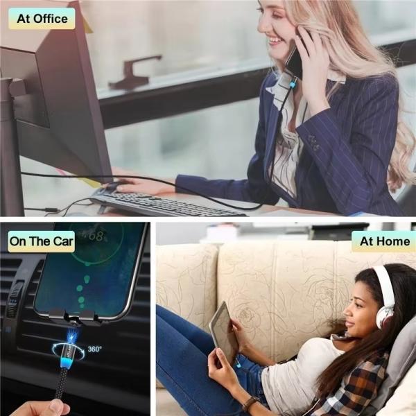 3-in-1 Magnetic Fast Charging Cable for Android iPhone Type-C