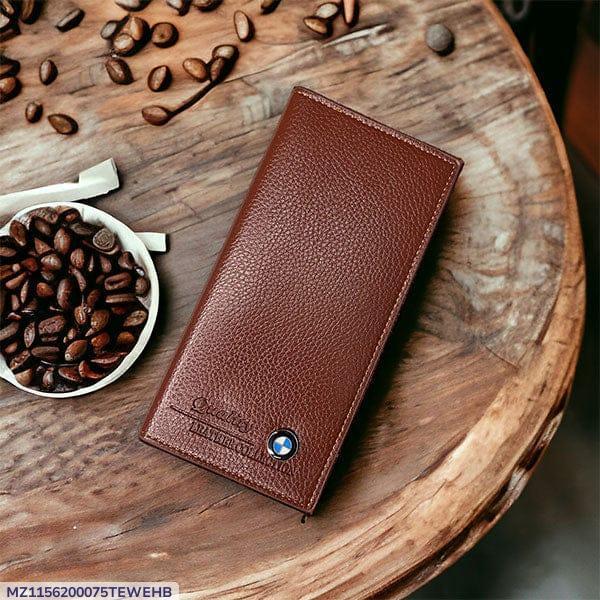 Men's Premium PU Leather Wallet Brown Emblem