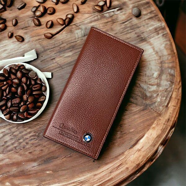 Men's Premium PU Leather Wallet Brown Emblem