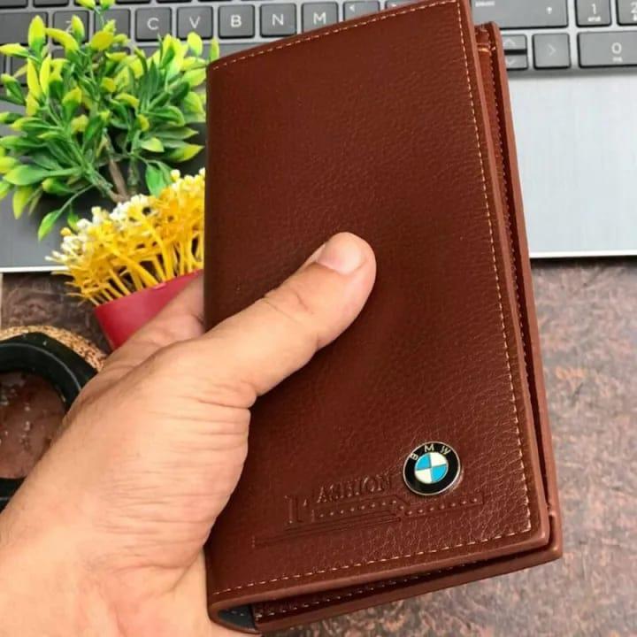 Men's Premium PU Leather Wallet Brown Emblem