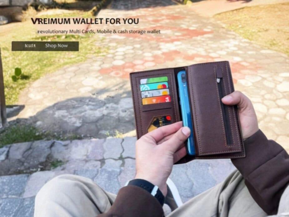 Men's Premium PU Leather Wallet Brown Emblem