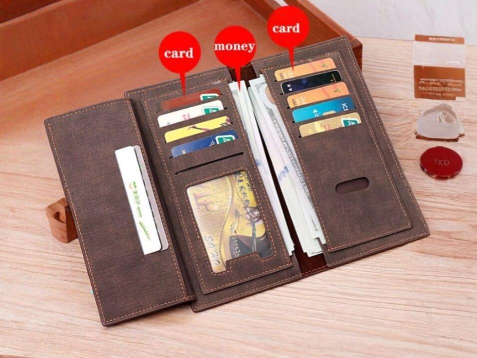 Men's Premium PU Leather Wallet Brown Emblem