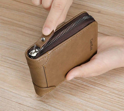 Men's Genuine Leather Wallet Brown Compact Daily Carry