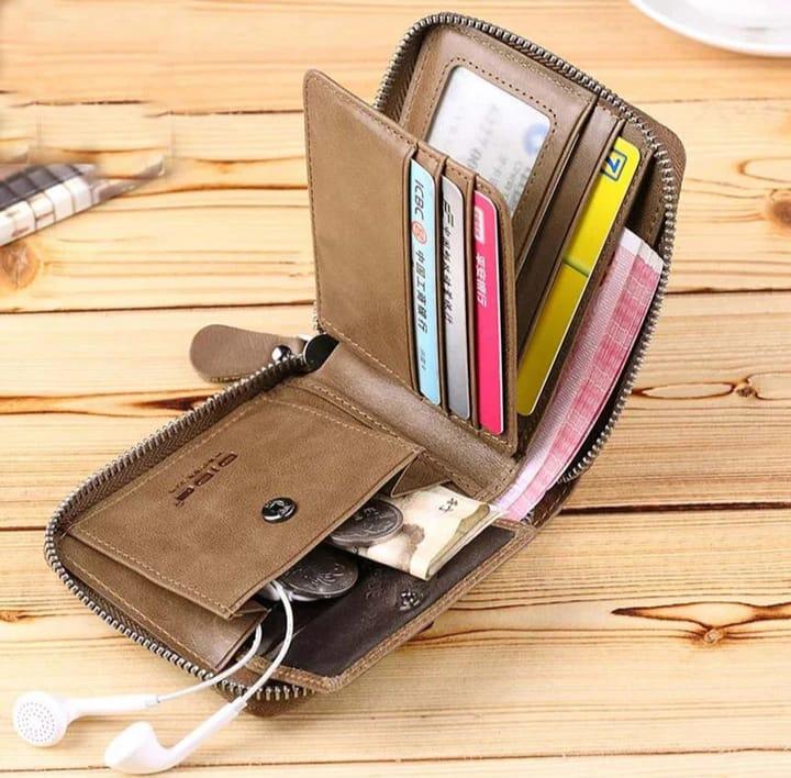 Men's Genuine Leather Wallet Brown Compact Daily Carry