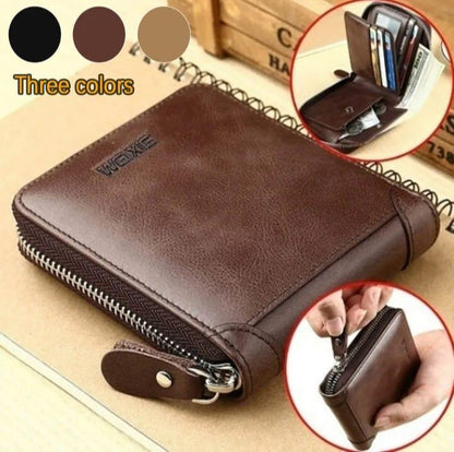 Men's Genuine Leather Wallet Brown Compact Daily Carry