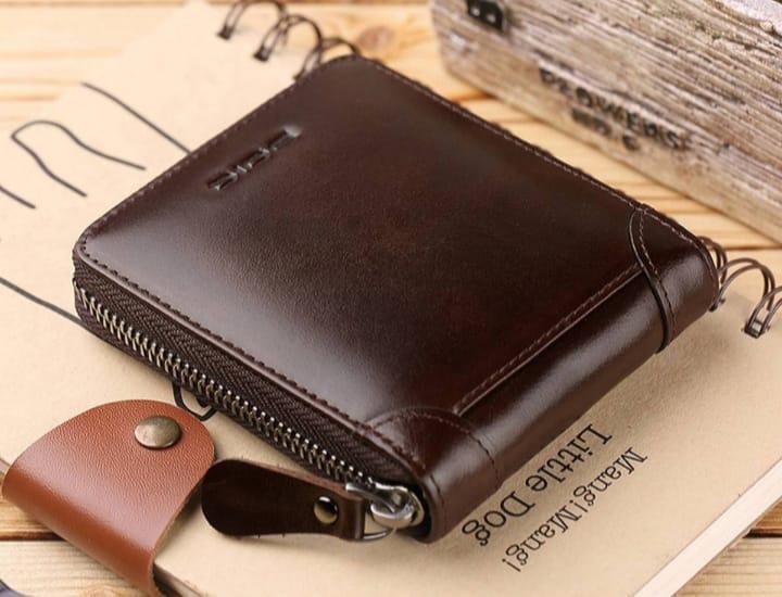 Men's Genuine Leather Wallet Brown Compact Daily Carry
