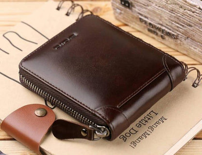 Men's Genuine Leather Wallet Brown Compact Daily Carry