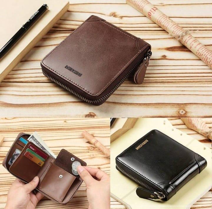 Men's Genuine Leather Wallet Brown Compact Daily Carry