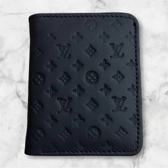 Men's Leather Wallet with LV Pattern Black