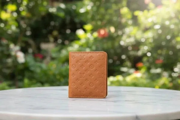 Men's Leather Wallet with LV Pattern Black