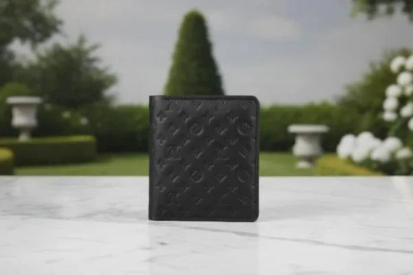 Men's Leather Wallet with LV Pattern Black