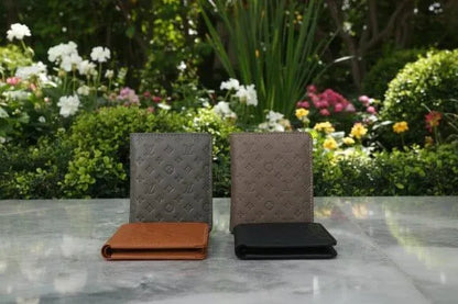Men's Leather Wallet with LV Pattern Black