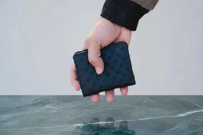 Men's Leather Wallet with LV Pattern Black