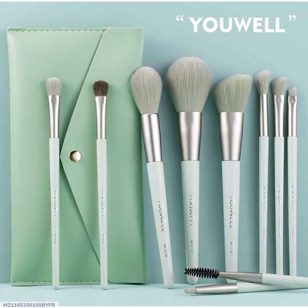 2 in 1 Makeup Brushes Set White Silver Case