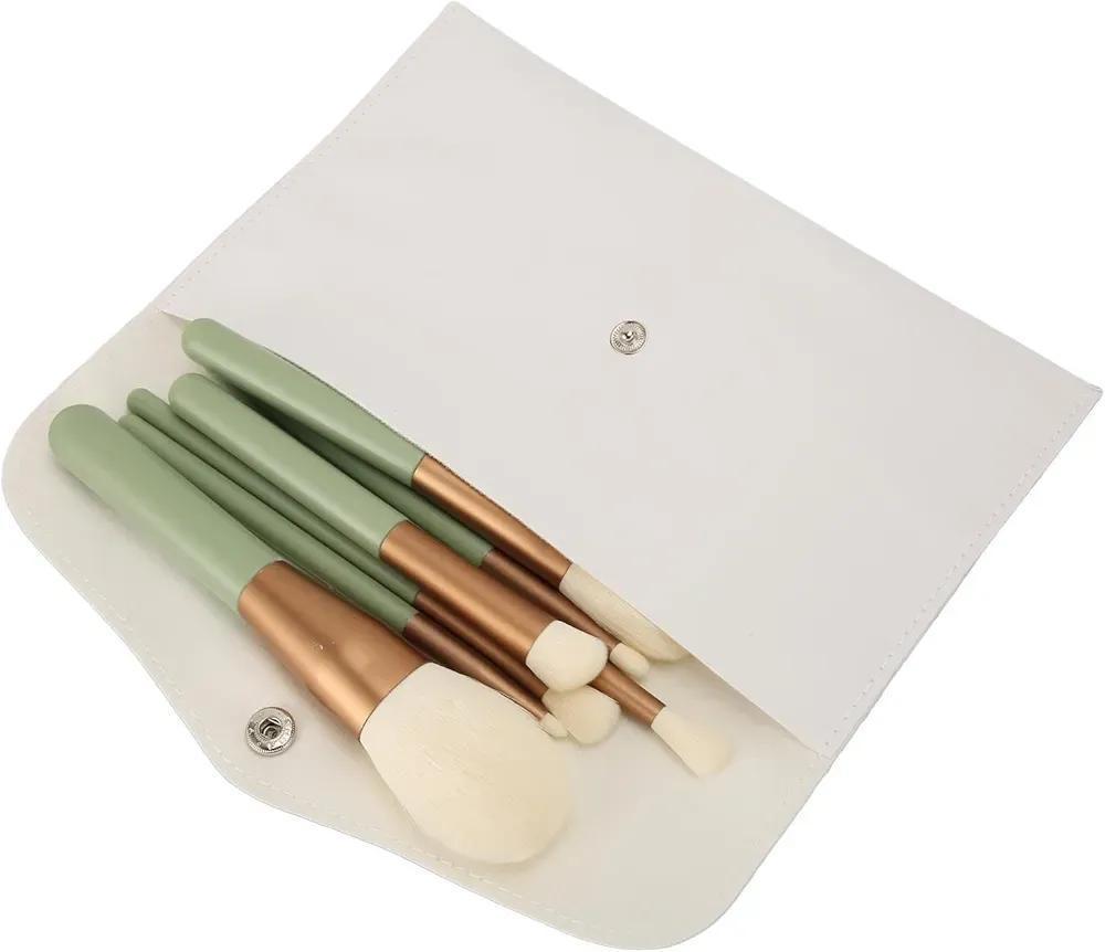 2 in 1 Makeup Brushes Set White Silver Case