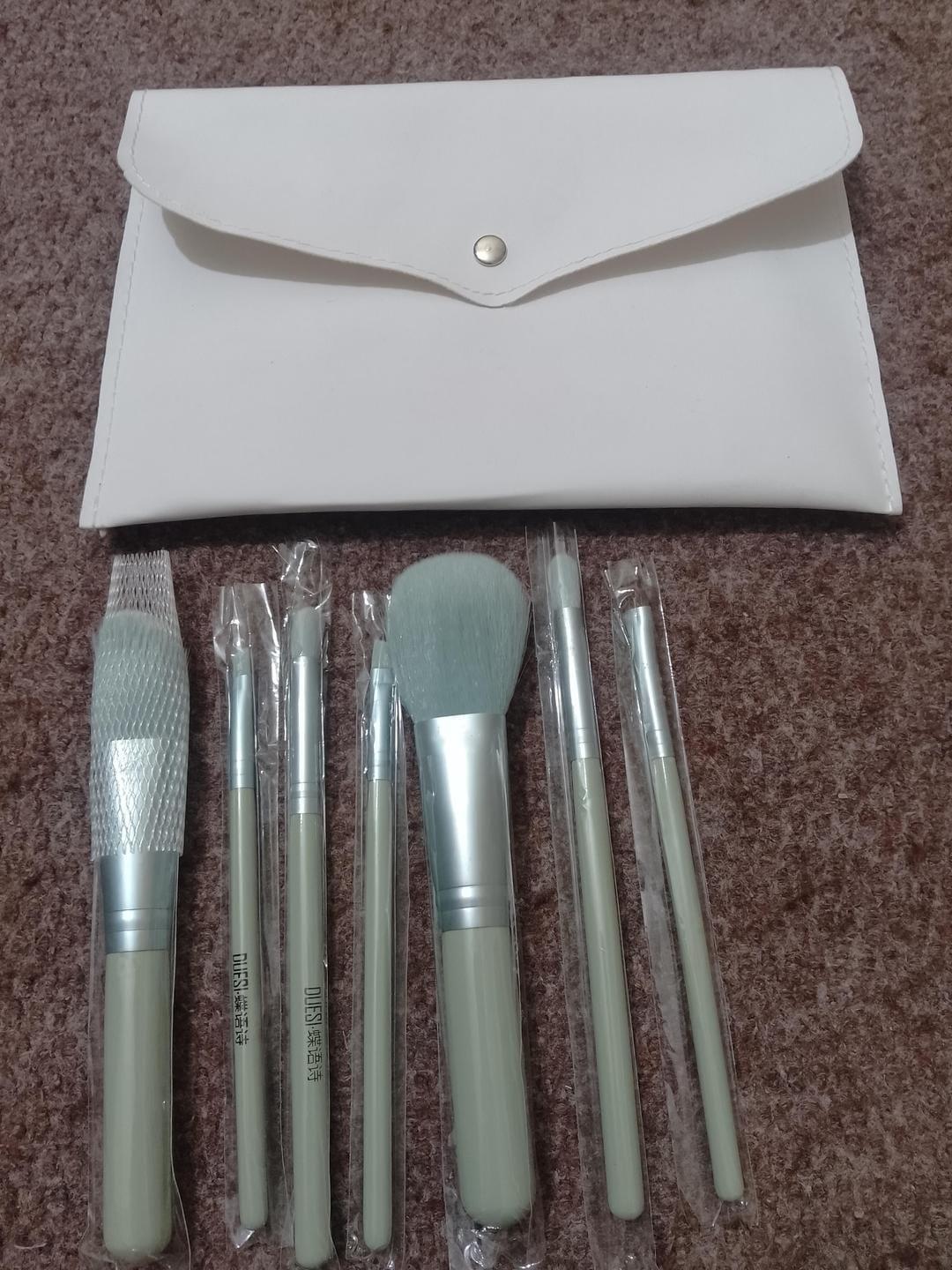 2 in 1 Makeup Brushes Set White Silver Case