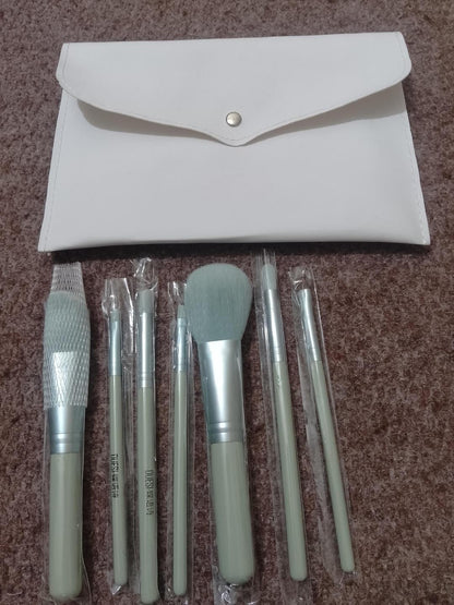 2 in 1 Makeup Brushes Set White Silver Case