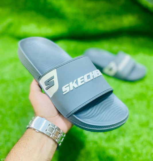 Men's Casual Slide Slippers PU Leather Grey Sizes 7-10