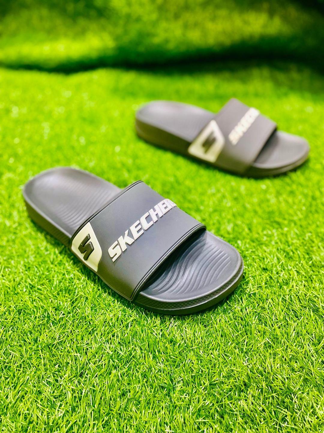 Men's Casual Slide Slippers PU Leather Grey Sizes 7-10