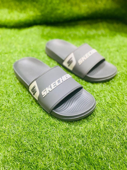 Men's Casual Slide Slippers PU Leather Grey Sizes 7-10