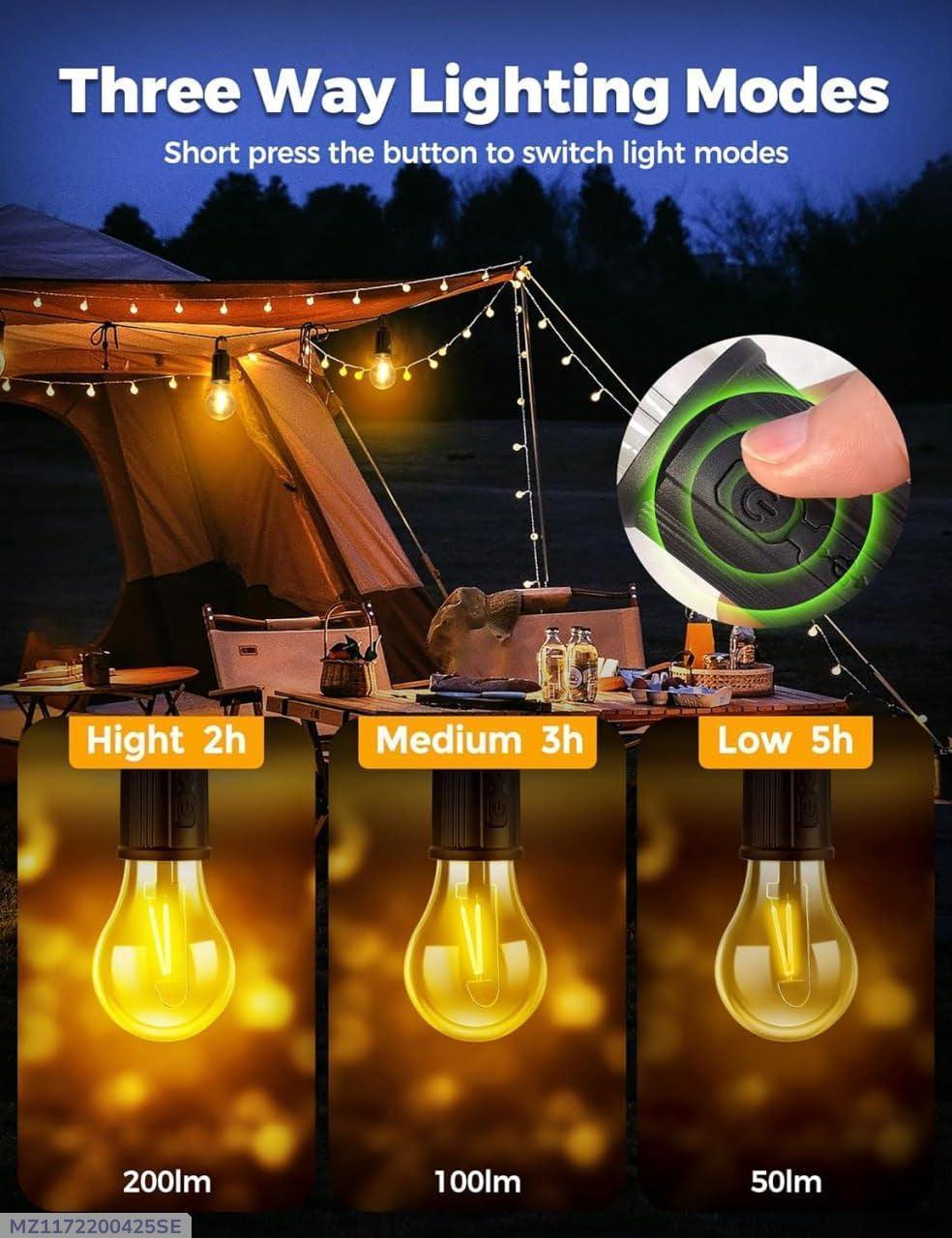 Rechargeable LED Bulb with 3 Modes for Outdoor Camping