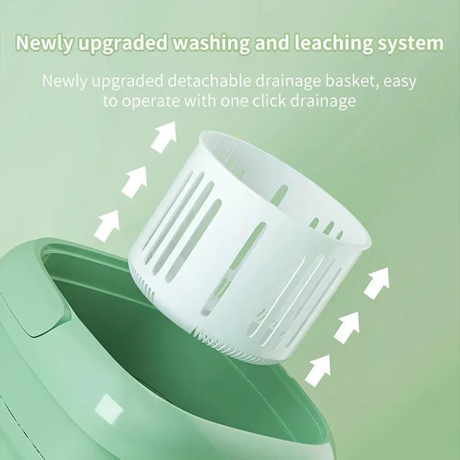 Portable Mini Washing Machine Green Silicone Foldable