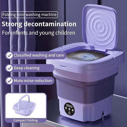 Portable Mini Washing Machine Green Silicone Foldable
