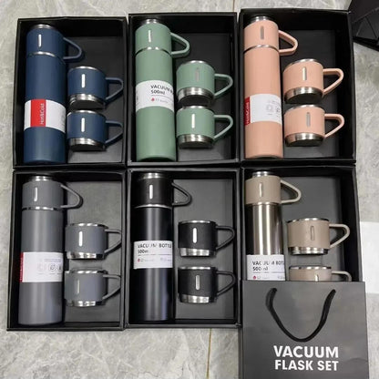Vacuum Flask Set 4-Piece Stainless Steel Hot Cold