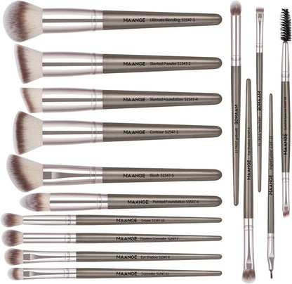 Professional Makeup Brush Set for Beginners & Pros, ABS Plastic, 12-Piece
