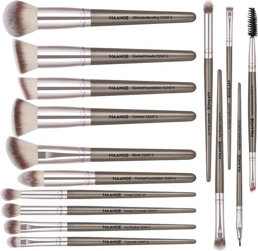 Professional Makeup Brush Set for Beginners & Pros, ABS Plastic, 12-Piece