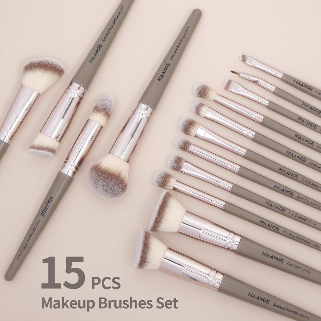 Professional Makeup Brush Set for Beginners & Pros, ABS Plastic, 12-Piece