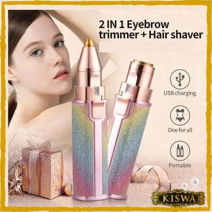 2in1 , Pop-Up Trimmer, Wet, Dry Shave, Shave Sensor, Pivoting Head, Waterproof, Floating Head, Battery Indicator, Rechargeable, Portable, Hypoallergenic, High Efficiency Unisex Eyebrows Hair Trimmer